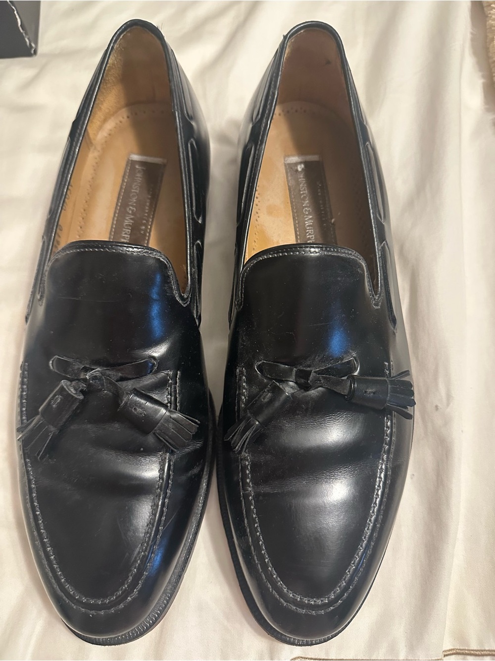 Johnston & Murphy Black Leather Tassel Loafers